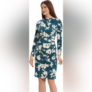 Maggy London Women's Floral Long-Sleeve Midi Dress